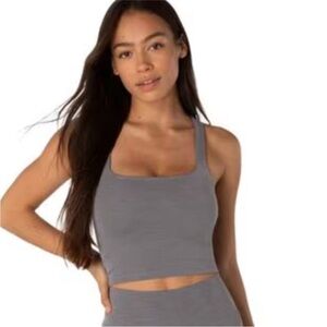 Beyond Yoga Gray Ribbed Crop Top